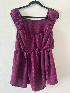 SHEIN Plum Ruffle Sleeve Textured Tank Top